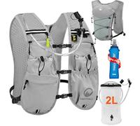 ONETOALL Running Vest Women with TPU Water Bladder 2L & Water Bottle 500ml, 6L Reflective Mens Hydration Backpack, Lightweight Functional for Biking Hiking Marathon Sci