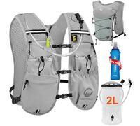 ONETOALL Running Vest Women with TPU Water Bottle 500ml & Water Bladder 2L, Lightweight Hydration Running Vests Mens, Reflective Running Backpack for Hiking Marathon Biking Sci