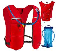 ONETOALL Running Vest Women with Water Bladder 2L, 6L Reflective Hydration Backpack Mens, Lightweight 150g for Trailrunning Hiking Marathon, Red with Water Bladder
