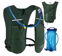 ONETOALL Running Vest Women with Water Bladder 2L, 6L Reflective Hydration Backpack Mens, Lightweight 150g for Trailrunning Hiking Marathon, Green with Water Bladder