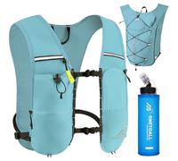 ONETOALL Running Vest Women with Water Bottle 500ml, 6L Reflective Hydration Backpack Mens, Lightweight 150g for Trailrunning Hiking Marathon, Blue with Soft Flask