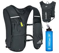 ONETOALL Running Vest Women with Water Bottle 500ml, 6L Reflective Hydration Backpack Mens, Lightweight 150g for Trailrunning Hiking Marathon, Dark Grey with Soft Flask