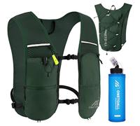 ONETOALL Running Vest Women with Water Bottle 500ml, 6L Reflective Hydration Backpack Mens, Lightweight 150g for Trailrunning Hiking Marathon, Green with Soft Flask