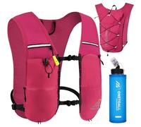 ONETOALL Running Vest Women with Water Bottle 500ml, 6L Reflective Hydration Backpack Mens, Lightweight 150g for Trailrunning Hiking Marathon, Pink with Soft Flask