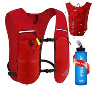 ONETOALL Running Vest Women with Water Bottle 500ml, 6L Reflective Hydration Backpack Mens, Lightweight 150g for Trailrunning Hiking Marathon, Red with Soft Flask