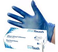 OneTouch 200 x Blue Vinyl Disposable Gloves, X-LARGE NON-Powdered Food Safe Medical Grade (Medium, Blue Vinyl)