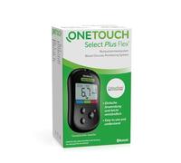 OneTouch Select Plus Flex® Blood Glucose Meter I System for Blood Glucose Control I with 1 Blood Glucose Meter, 10 Test Strips, 1 Lancing Device, 10 lancets, 1 Pouch (Including Batteries)
