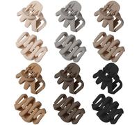 OneTreeTime 12 Pcs Small Flower Hair Claw Clips for Women - Shiny Mini Claw Hair Clips Non-Slip Cute Claw Clips for Fine Hair Strong Hold Hair Clamps(Octopus Clips)