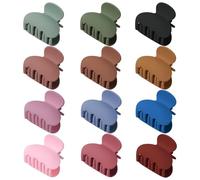 OneTreeTime 12 Pcs Small Flower Hair Claw Clips for Women - Shiny Mini Claw Hair Clips Non-Slip Cute Claw Clips for Fine Hair Strong Hold Hair Clamps(Matte Colored Clips)