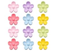 OneTreeTime 12 Pcs Small Flower Hair Claw Clips for Women - Shiny Mini Claw Hair Clips Non-Slip Cute Claw Clips for Fine Hair Strong Hold Hair Clamps(1.38'' Flower small barrette(Shiny))