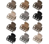 OneTreeTime 12 Pcs Small Flower Hair Claw Clips for Women - Shiny Mini Claw Hair Clips Non-Slip Cute Claw Clips for Fine Hair Strong Hold Hair Clamps(Double Row Clips)