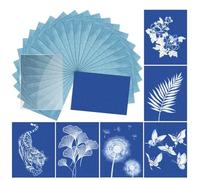 OneTreeTime 32 PCS Cyanotype Printing Paper, Sun Art Drawing Paper, High Sensitive Sun Print Paper Kit, Nature Printing Paper with PVC Press Plate, Solar Drawing Paper for Kids and Adults to Crafts, D