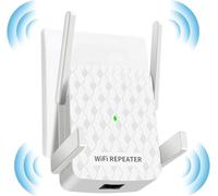 OneTreeTime Internet Booster, 1000Mbps WiFi Extender with Ethernet Port, 2.4G /5G Long Range Signal for Home by 4 Super Antennas, Easy setup (1 LAN Ethernet Booster)