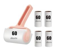 OneTreeTime Lint Roller,5 Refills 300 Sheets,Pet Hair Remover Kit,1 Handle with 5 Extra Sticky Lint Roller for Carpet,Car Seats,Clothes,Dust,Cats,Dogs(Pink)