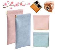OneTreeTime Snap Closure Leather Organizer Pouch, Flowarmth Snap Closure Pouch, Snap Closure Pouches, Leather Pocket Organizer Pouch, Portable Small Self-Closing Makeup Bag(4pcs-A)