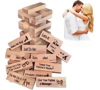 OneTreeTime Super Naughty Block Tower Game, 48PCS Wooden Stacking Blocks, Adult Humor Stacking Game for Couples, 18+