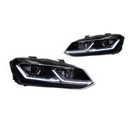 ONETREND Car Headlight Assembly For VW For Polo 2011-2018 Head Lamp LED Headlights DRL Turn Signal good Beam Angel Eye Projector Lens(Left-Hand Drive Car,Silver)