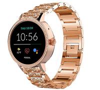 onetuo Compatible for Fossil Women Gen 5E Band, Jewelry Metal Rhinestone Diamond Bling Compatible for Fossil Women's Gen 5E 42mm Smartwatch (Rose Gold)