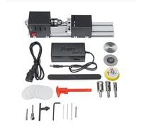Onetuon Mini Lathe Beads Polisher Machine DIY CNC Machining for Table Woodworking Wood DIY Tool Lathe Standard Set 6 in 1 (Black)