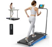 Onetwofit 2.5hp Walking Pad Treadmill with 9% Incline, 4 in 1 Under Desk Running Machine with Handle for Home,1-12km/H, LED Display and Magnetic Remote, App Control (BLACK-1)