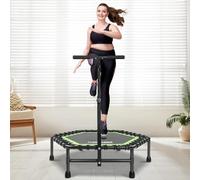 ONETWOFIT 42“/45" Rebounder Trampoline for Adults with Handle Bar, Silent Mini Trampoline Indoor Exercise Fitness Bungee Rebounder Outdoor (Green-45in)