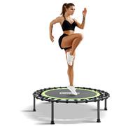 ONETWOFIT 42“/45" Rebounder Trampoline for Adults with Handle Bar, Silent Mini Trampoline Indoor Exercise Fitness Bungee Rebounder Outdoor (42IN-Green-No Handle)
