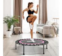 ONETWOFIT 42“ Rebounder Trampoline for Adults with Handle Bar, Silent Mini Trampoline Indoor Exercise Fitness Bungee Rebounder Outdoor (Pink-42in)