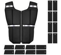 ONETWOFIT Adjustable Weighted Vest Men 45 lbs, Rucking Vests for Walking with Zipper/16pcs Silicone Weights, Strength Training Workout Vest for Running Walking GYM Home, Removable Reflective Strips