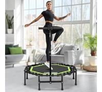 ONETWOFIT Foldable Rebounder Trampoline for Adults, 40”/42"/45" Mini Fitness Trampoline W/Adjustable Foam Handle Bungees, Quiet Exercise Trampoline Max Load 330lbs (42in-Green)