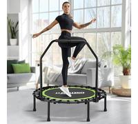 ONETWOFIT Foldable Rebounder Trampoline for Adults, 40”/42"/45" Mini Fitness Trampoline W/Adjustable Foam Handle Bungees, Quiet Exercise Trampoline Max Load 330lbs (45in-Green)