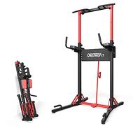ONETWOFIT Power Tower Pull Up Bar Station, Multi-Function Adjustable Height Foldable Dip Station for Home Gym Workout, Heavy Duty Strength Training Fitness Equipment, Pull Up Stand 400LBS (BLACK-1)
