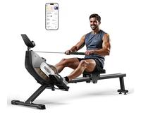 ONETWOFIT Rowing Machines for Home Gym Foldable Compatible with APP, Magnetic Folding Rower Machine,16 Levels of Quiet Resistance, 160kg/350lbs Capacity (Black-3)