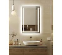 oneup 16x24''Small Bathroom Mirror with Lights,Front Lighted Bathroom Mirror for Wall,Stepless Dimmable,Anti-Fog,Modern LED Vanity Mirror,Memory,Touch Botton