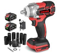 ONEVAN Cordless Impact Wrench Electric Impact Driver - 221 Ft-lbs (300 N.m) Brushless 1/2-Inch Lithium-Ion Impact Gun for Car Tyre Change (Incl. 2 Batteries)