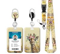 Onevenvi Cute Giraffe Lanyards for ID Badges for Women, Floral ID Badge Holder with Lanyard Retractable Badge Holder/Reel Lanyard with ID Holder Heavy Duty Clip Teacher, Kids 2023-5-9
