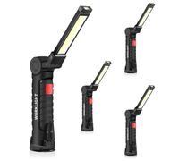 ONEVER Rechargeable Work Light, LED Torch Portable Inspection Lamps 360° Rotate Flashlight with Magnetic Base and Hook 5 Modes Camping Light for Garage,Workshop and Emergency (4 Pack, Small)