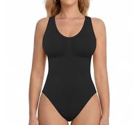 ONEW Shapewear Bodysuit Women V-Neckline Tank Bodysuit Top Tummy Control Full Body Shaper Waist Trainer Shaping Body Suit Black 2XL