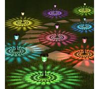 ONEWAY Garden Lights Solar Powered Waterproof,8 Pack Solar Lights Outdoor Garden Stake with Warm White & RGB,Ultra-Bright Solar Stake Lights Garden Ornaments,Solar Path Lights for Yard Lawn Landscape