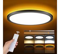 ONEWAY LED Ceiling Lights for Bedroom,24W 2400lm Dimmable Bathroom Lights Ceiling Lights Living Room with 1800K Night Light & 3000-6500K,Smart Flush Ceiling Light for Kitchen Hallway OfficeØ29CM-Black