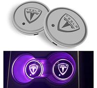 Onewer 7 Color Changing LED Car Cup Holder Light Rechargeable Car Mat Coasters Car Accessories for Tesla Model 3/Y/S/X