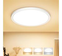 ONEWEST Bathroom Light, 18CM 1500LM Modern LED Ceiling Light Round with Adjustable 3 Color Temperature 3000K/4000K/6500K, IP54 Waterproof, Flush Ceiling Light for Bathroom, Kitchen, Bedroom, Hallway.
