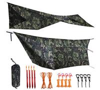 Onewind 12ft Camo Camping Tarp, Billow Tarp Shelter Lightweight and Waterproof Hammock Rainfly for Stealth Camping, Army, Military and Bushcraft, Easy to Setup with Tent Pegs and Guyline, Camouflage