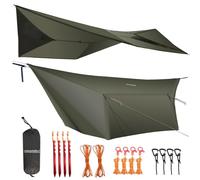 onewind 12ft Hammock Tarp, Lightweight and Waterproof Silnylon Hammock Rain Fly, Versatile Camping Tarp with Doors and Complete Accessories, Easy to Setup with Stuff Sack, Tent Stakes, OD Green