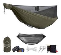 onewind Double Camping Hammock Mosquito Net Bundle-Tree Straps, Ridgeline, Double Ended Stuff Sack, Flat Lay for Lounge, Survival Camping (11ft Od Green, Double11ft)