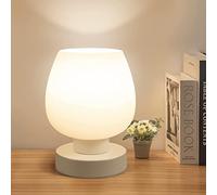 ONEWISH Touch Bedside Lamp Set of 2 - Small Modern Table Lamp for Bedroom Living Room Bedside Table 3-Way Dimmable Desk Lamp with White Opal Glass Lampshade, 2700K LED Bulbs