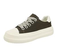 Onewus Men's Urban Streetwear Plimsolls - Breathable & Chunky Cushioned Sole for Campus Comfort Khaki
