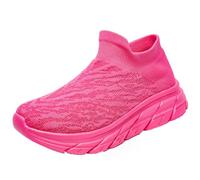 Onewus Unisex Breathable Mesh Socks Sports Shoes in Fluorescent Colors - Trendy Couple's Slip-On Sneakers for Comfort and Style Pink
