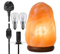 ONEX 2-3KG Natural Himalayan Salt Lamp with Dimmer Switch & 2 Bulbs - Hand Carved Crystal Rock Lamp on Wooden Base - Warm Ambient Night Light for Bedroom, Living Room & Office (2-3kg-3Piece)