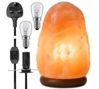 ONEX 2-3KG Natural Himalayan Salt Lamp with Dimmer Switch & 2 Bulbs - Hand Carved Crystal Rock Lamp on Wooden Base - Warm Ambient Night Light for Bedroom, Living Room & Office (2-3kg-1Piece)