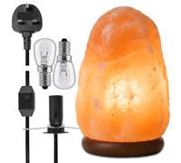 ONEX 2-3KG Natural Himalayan Salt Lamp with Dimmer Switch & 2 Bulbs - Hand Carved Crystal Rock Lamp on Wooden Base - Warm Ambient Night Light for Bedroom, Living Room & Office (2-3kg-2Piece)